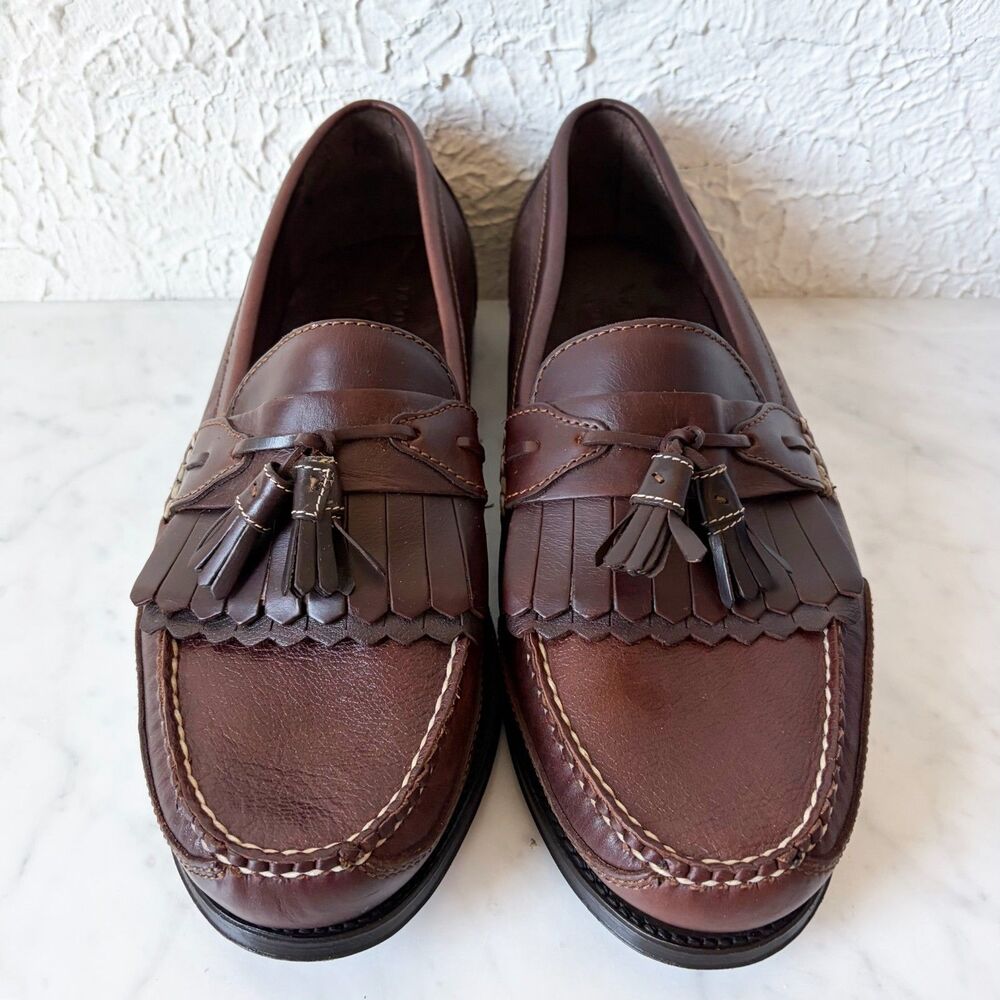 Neil M. Brown Leather Kiltie Tassel Loafers Men's Size 11 Handsewn Moc Toe